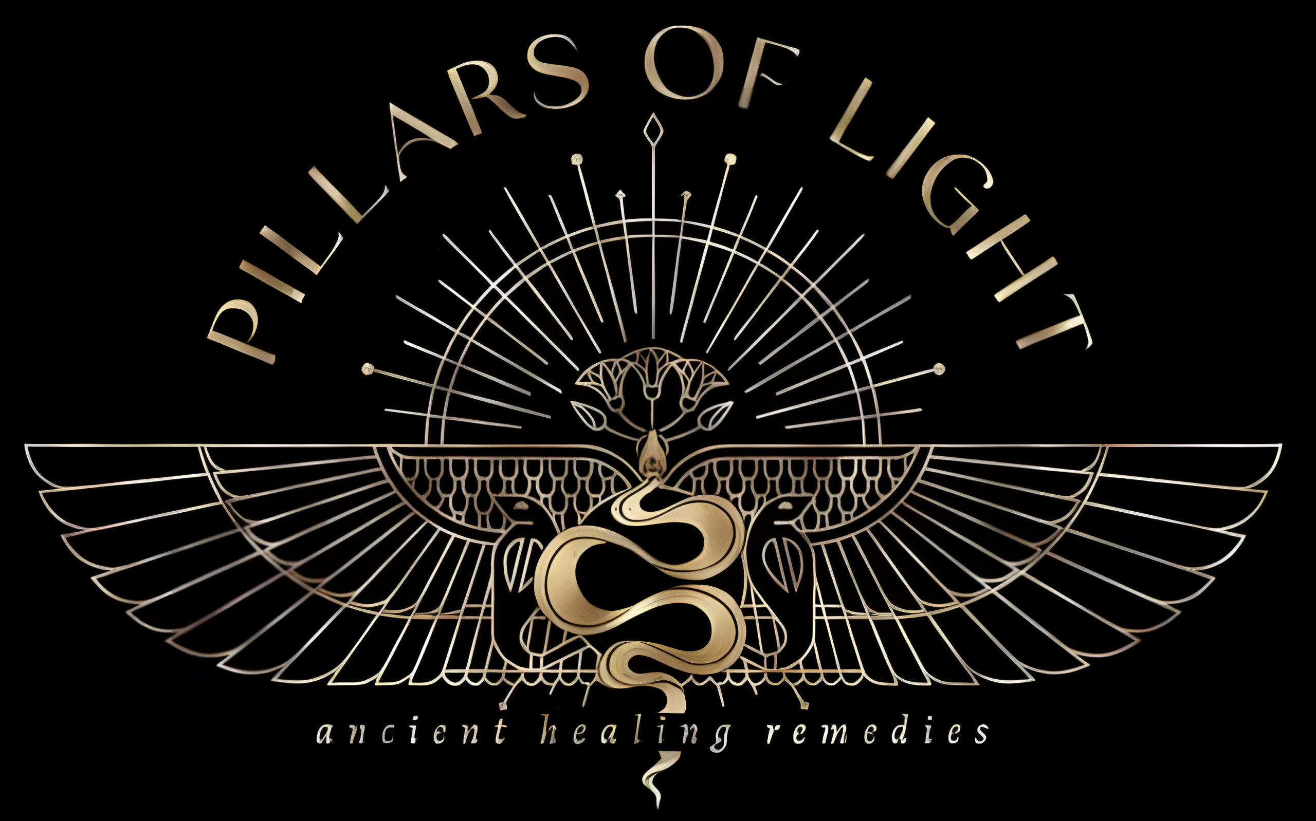Pillars of Light Logo - Gold on Black - Large